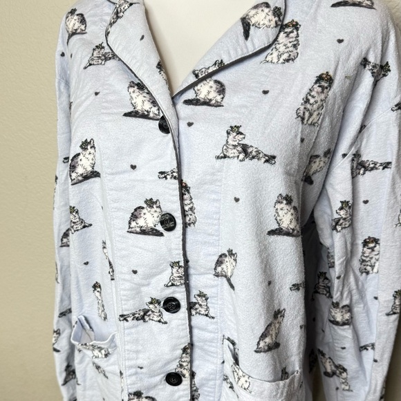 Set-‎ PJ Salvage Cat Lovers Novelty Print 100% Cotton Pajama Size Small Blue - Picture 2 of 10